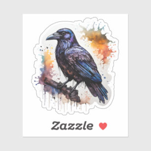 Watercolor Raven Sticker