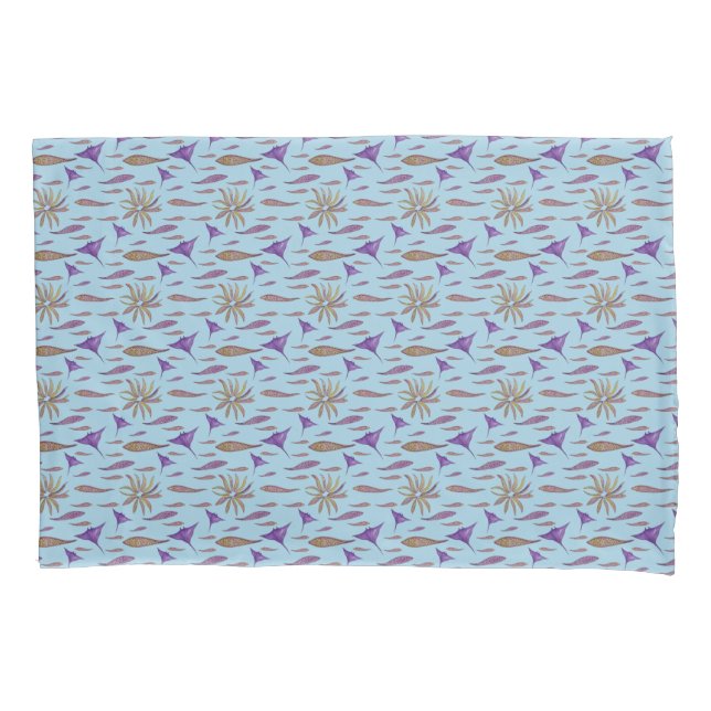 Watercolor Rays & Fish   Pillow Case (Front-Left)