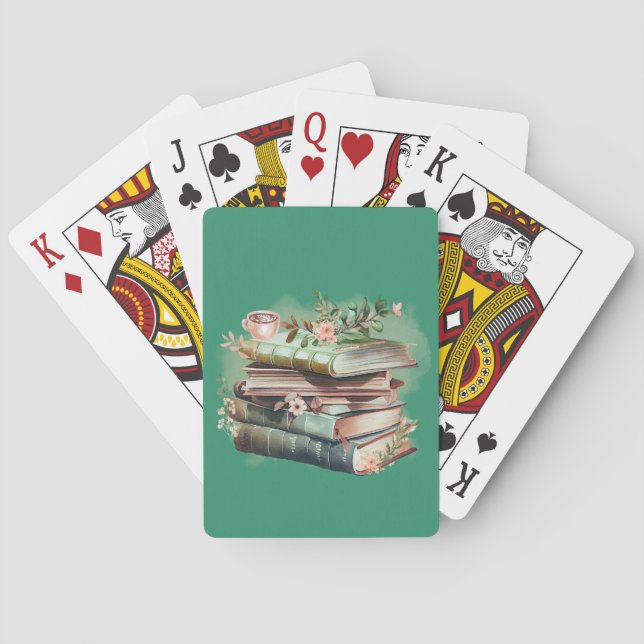 Watercolor Reading Time Poker Cards (Back)