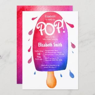Watercolor ready to pop gender neutral baby shower invitation