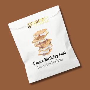 Watercolor Realistic S'mores 6th Birthday Favor Bag