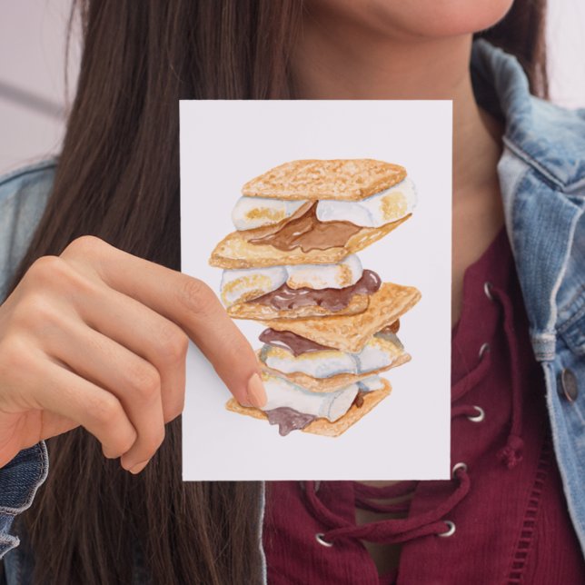 Watercolor Realistic S'mores Postcard (Creator Uploaded)