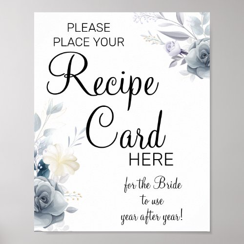 Watercolor Recipe Cards bridal shower game sign
