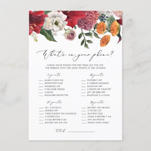 Watercolor Red Amaryllis Find the Guest Game Enclosure Card