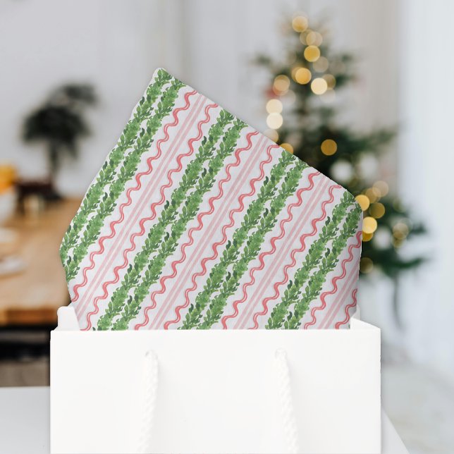 Watercolor Red and Green Christmas Garland Tissue Paper (Creator Uploaded)