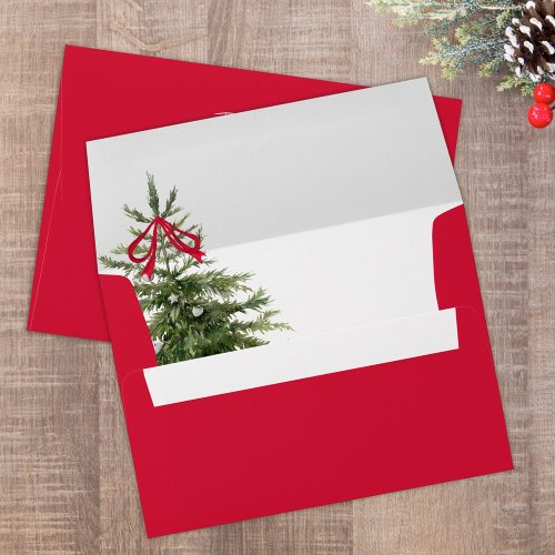 Watercolor Red and Green Christmas Tree Envelope