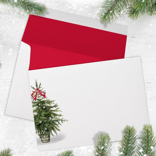 Watercolor Red and Green Christmas Tree Envelope