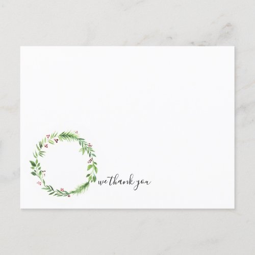 Watercolor Red and Green Christmas Wreath Holiday Postcard
