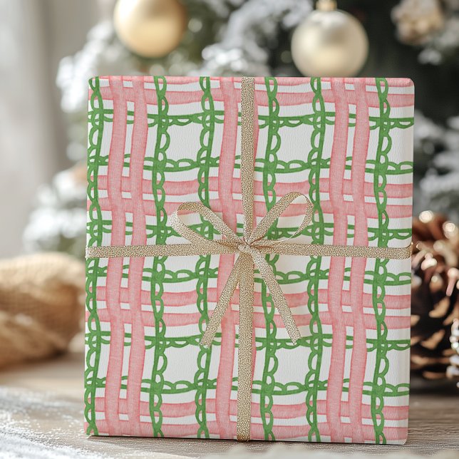Watercolor Red and Green Whimsical Plaid Wrapping Paper (Creator Uploaded)