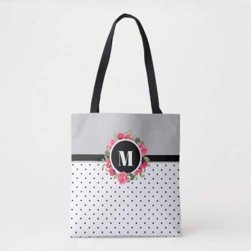 Watercolor Red and Pink Circle Floral Wreath Tote Bag