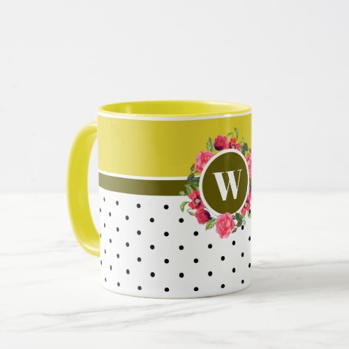 Watercolor Red and Pink Flowers Wreath Circle Mug