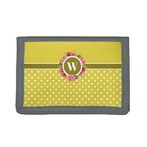 Watercolor Red and Pink Flowers Wreath Circle Trifold Wallet
