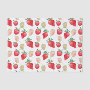 Watercolor Red and Pink Strawberries Tissue Paper