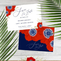 💮 Watercolor Red Anemone Wedding Save Our Date Save The Date