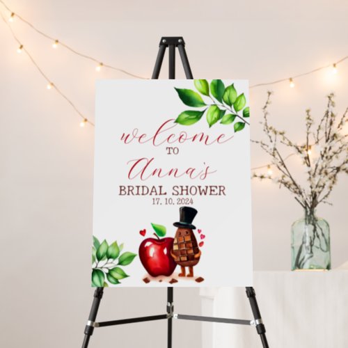 Watercolor Red Apple bridal shower welcome sign