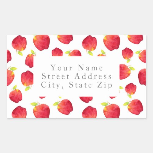 Watercolor Red Apple Pattern Address Labels