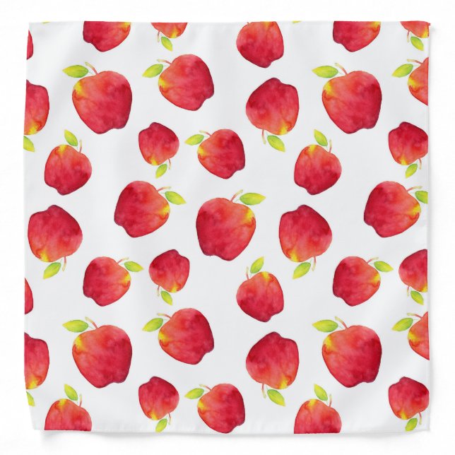 Watercolor Red Apple Pattern Bandana (Front)
