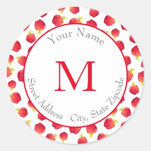 Watercolor Red Apple Pattern  Labels