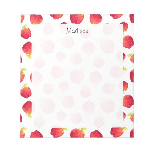 Watercolor Red Apple Pattern  Notepad