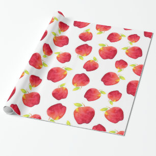 Watercolor Red Apple Pattern Wrapping Paper