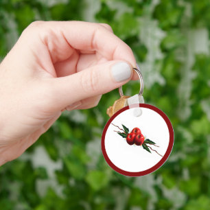 Watercolor Red Apples Keychain