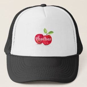 Watercolor Red Apples Teacher Education Fruit Trucker Hat