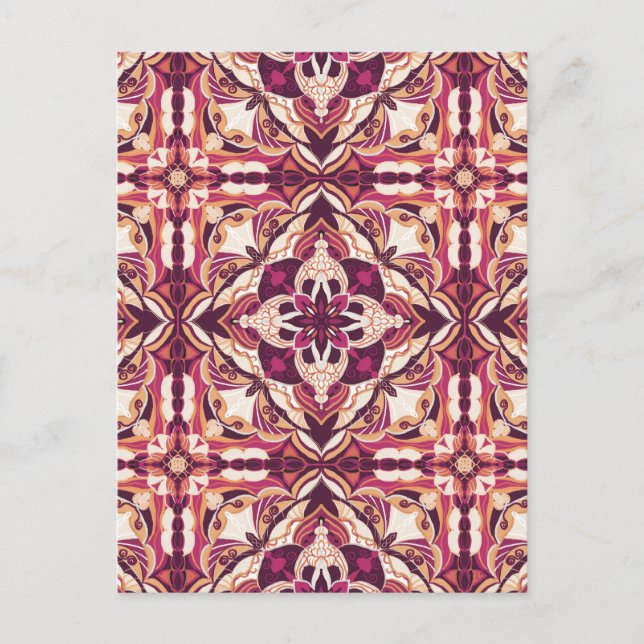 Watercolor Red Azulejo Spanish Tile Postcard (Front)