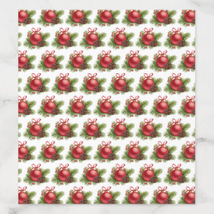 Watercolor Red Ball Ornament Pattern Christmas Envelope Liner