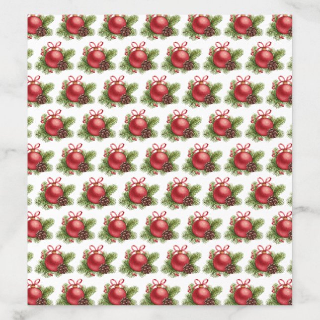 Watercolor Red Ball Ornament Pattern Christmas Envelope Liner (Design)