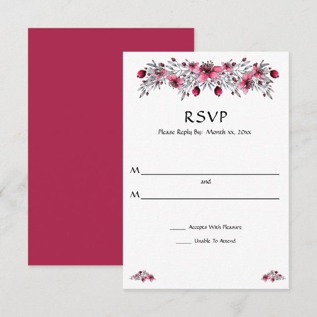 Watercolor Red Blossoms RSVP Card (Front/Back)