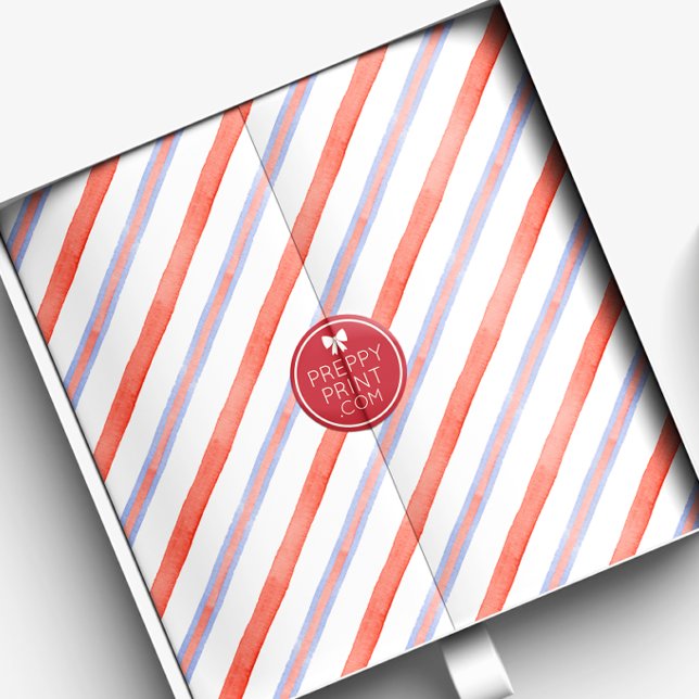 Watercolor Red & Blue Diagonal Stripes Tissue Paper (Creator Uploaded)