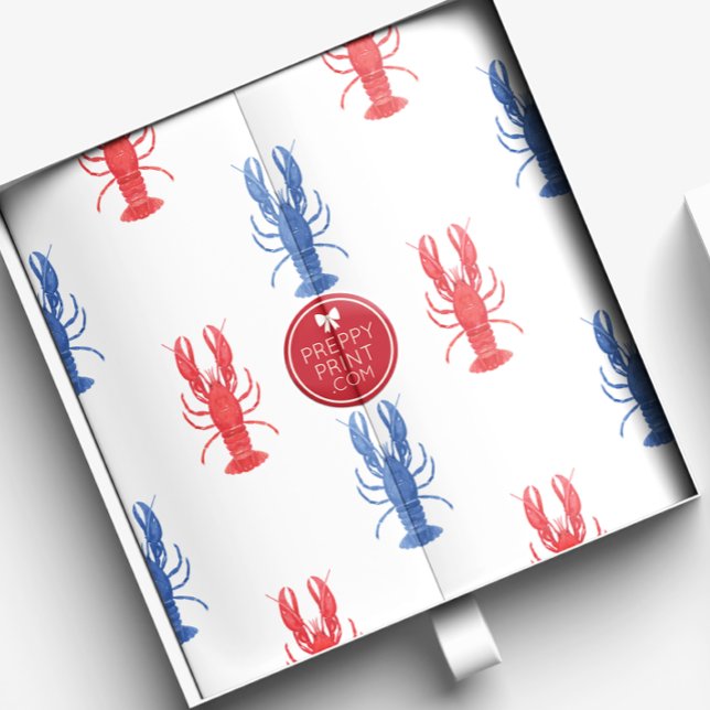 Watercolor Red & Blue Lobsters Tissue Paper (Creator Uploaded)