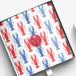 Watercolor Red & Blue Lobsters Tissue Paper