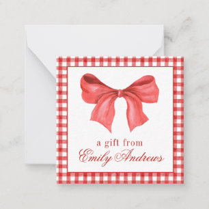 Watercolor Red Bow Gift Enclosure Note Card