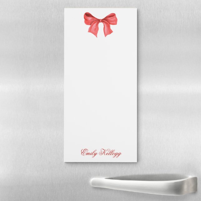 Watercolor Red Bow Magnetic Notepad (In Situ)