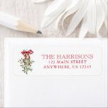 Watercolor Red Bow Mistletoe Christmas Address Label<br><div class="desc">PreppyPrint.com - Celebrate Christmas in style! Add your personalized touch. Transfer this design onto the products of your choice too! Please visit my designer store,  PreppyPrint.com,  for coordinating items.</div>