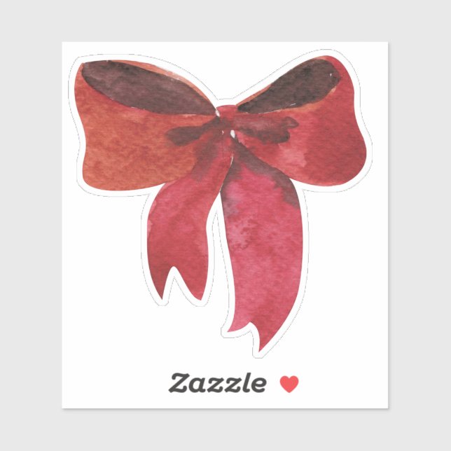 Watercolor red bow pretty holiday sticker (Sheet)