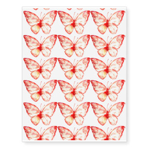 Watercolor red butterfly temporary tattoo