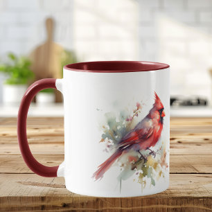 Watercolor Red Cardinal Art Mug