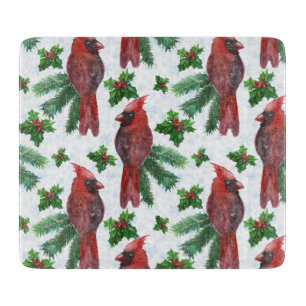 watercolor Red Cardinal Bird Cutting Board