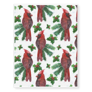 watercolor Red Cardinal Bird Temporary Tattoos