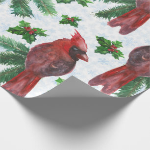 watercolor Red Cardinal Bird Wrapping Paper