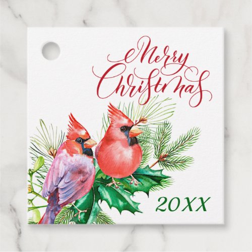 Watercolor Red Cardinal Christmas Holiday Favor Tags