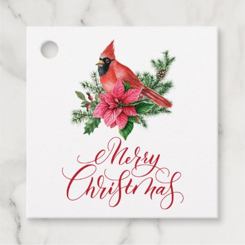 Watercolor Red Cardinal Christmas Holiday Favor Tags