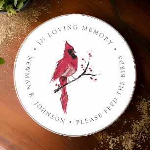 Watercolor Red Cardinal Funeral Memorial  Classic Round Sticker