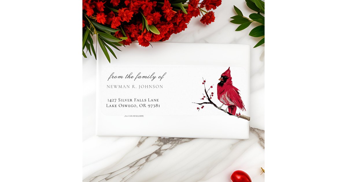 Watercolor Red Cardinal Funeral Return Address Label | Zazzle