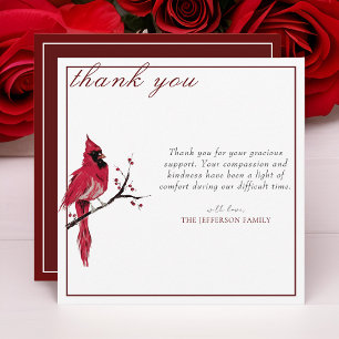 Watercolor Red Cardinal Funeral Thank You