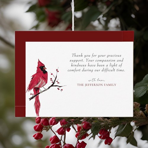 Watercolor Red Cardinal Funeral Thank You
