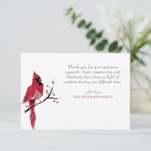Watercolor Red Cardinal Funeral Thank You