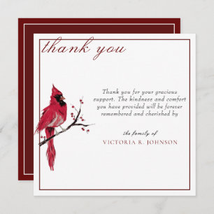 Watercolor Red Cardinal Funeral Thank You